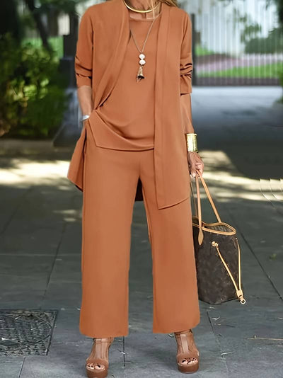 Tailleur Femme – Veste Fluide Ouverte – Pantalon Large – Tissu Doux Respirant