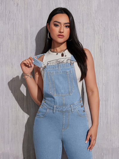 KRISTINE | Salopette en denim bleu clair à coupe régulière