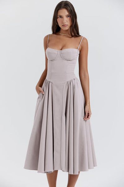 Éléanor - Robe D'Été Midi Chic Corsaire Pour Les Occasions Spéciales