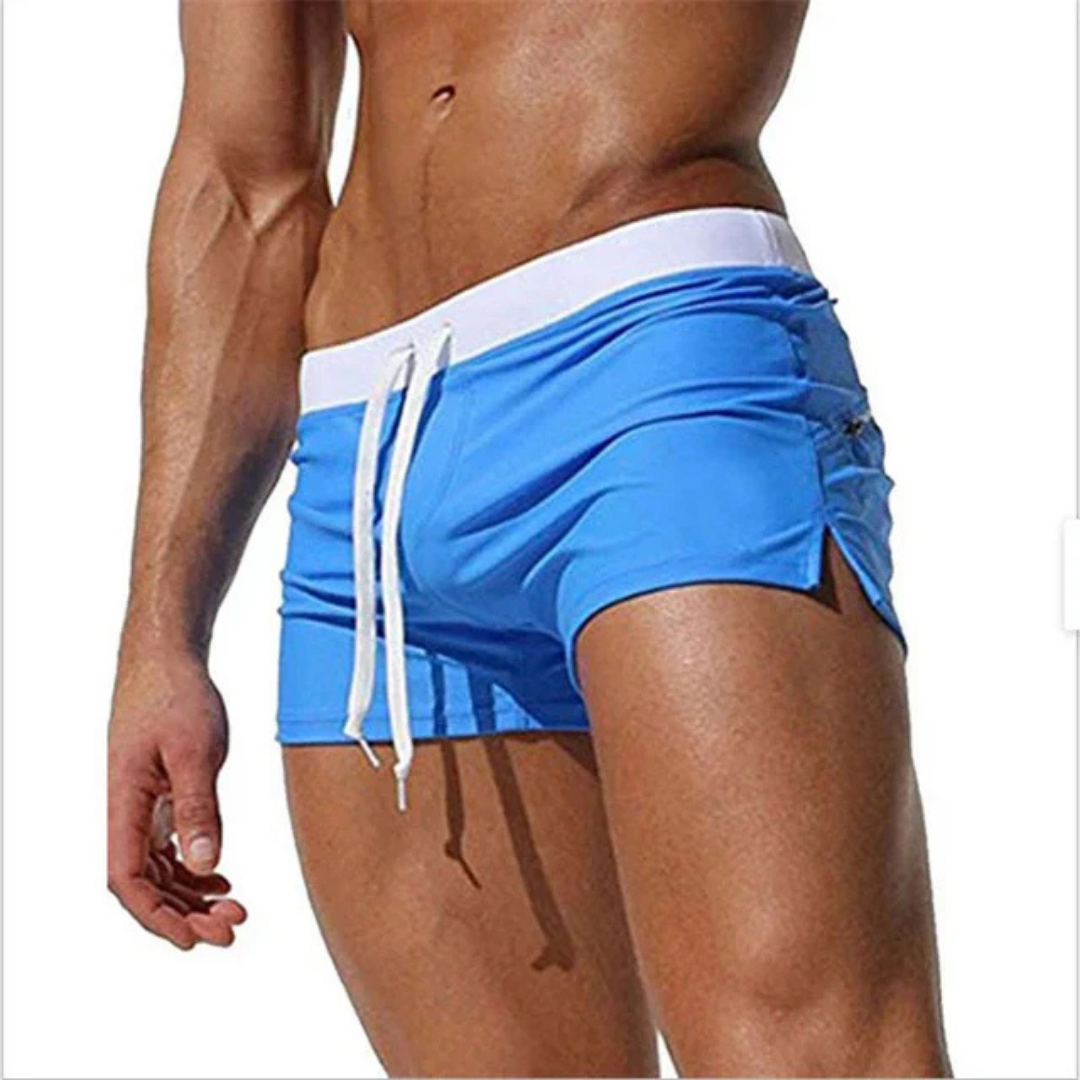 Short de bain homme – Coupe slim – Taille ajustable – Tissu respirant à séchage rapide