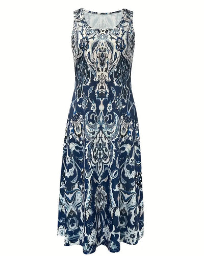 Robe Vacances Sans Manches Imprimé Tendance