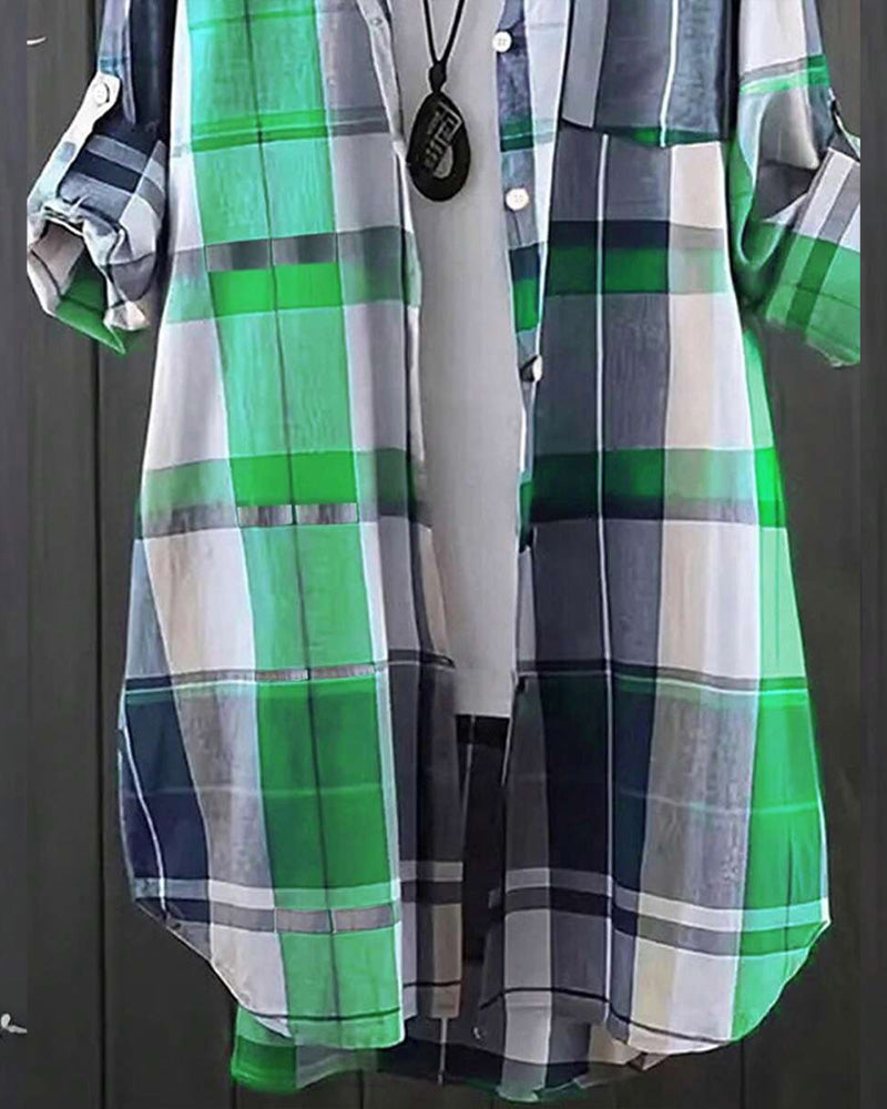 Chemise Décontractée À Carreaux Contraste