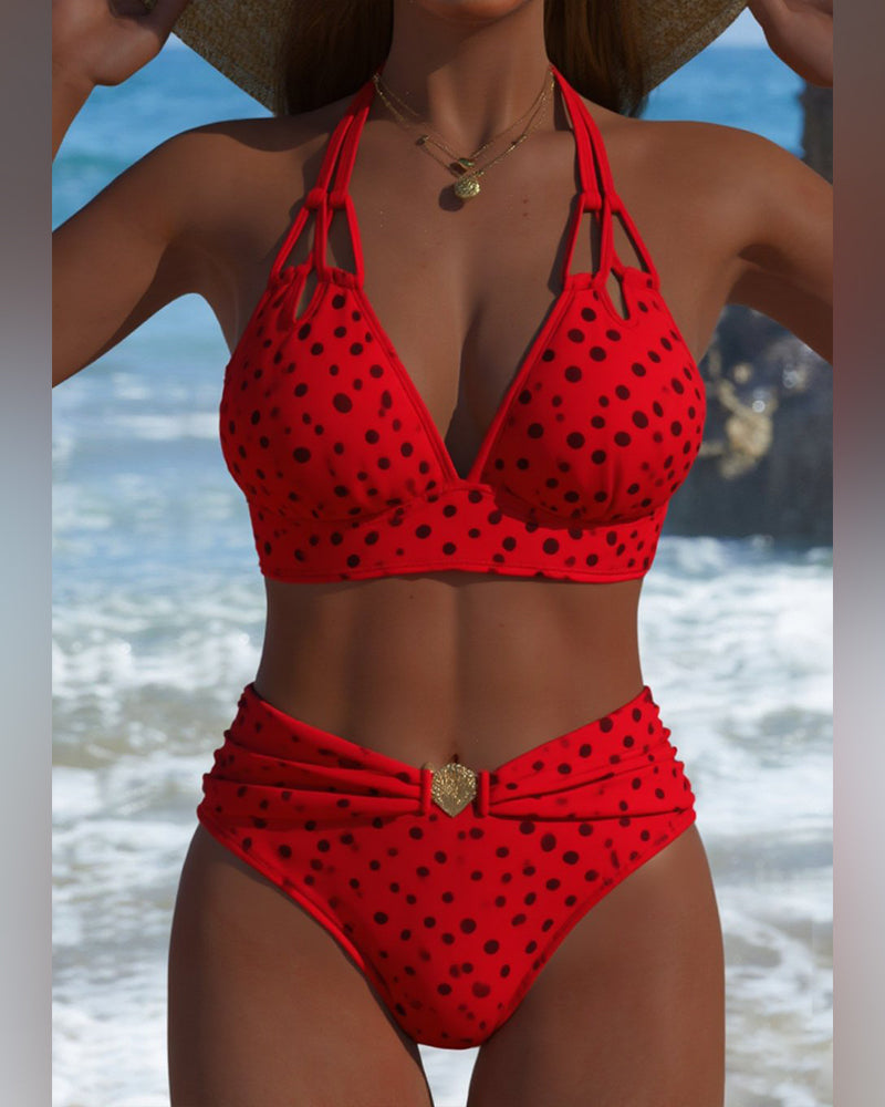 Maillot de bain sexy à pois en deux pièces