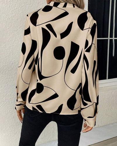 Rinan| Blouse tendance et stylée avec motif de luxe à manches longues