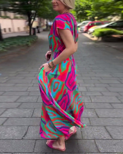 Robe longue à imprimé coloré
