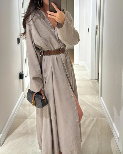 Robe chemise décontractée de couleur unie