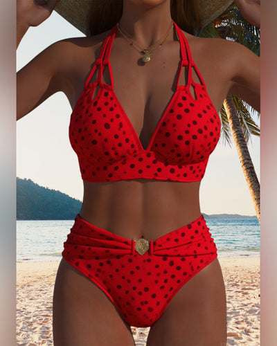 Maillot de bain sexy à pois en deux pièces
