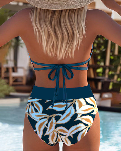 Bikini Culotte Taille Haute Bralette Imprimée