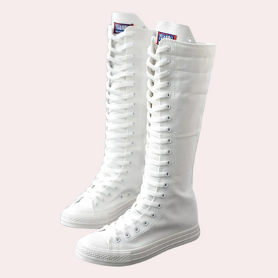 AMABELLE - Bottes Élevées à Lacets Décontractées pour Femme