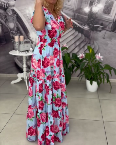 Robe Sexy Décolleté en V Imprimé