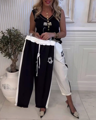 Pantalon décontracté coupe slim avec cordon élastique
