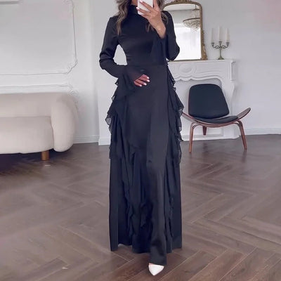 Robe longue à col montant