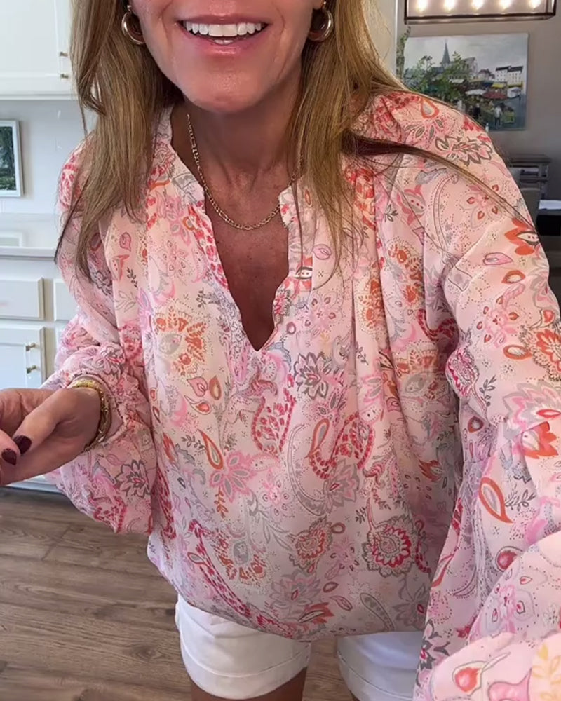 Blouse À Manches Ballon Et Imprimé Floral