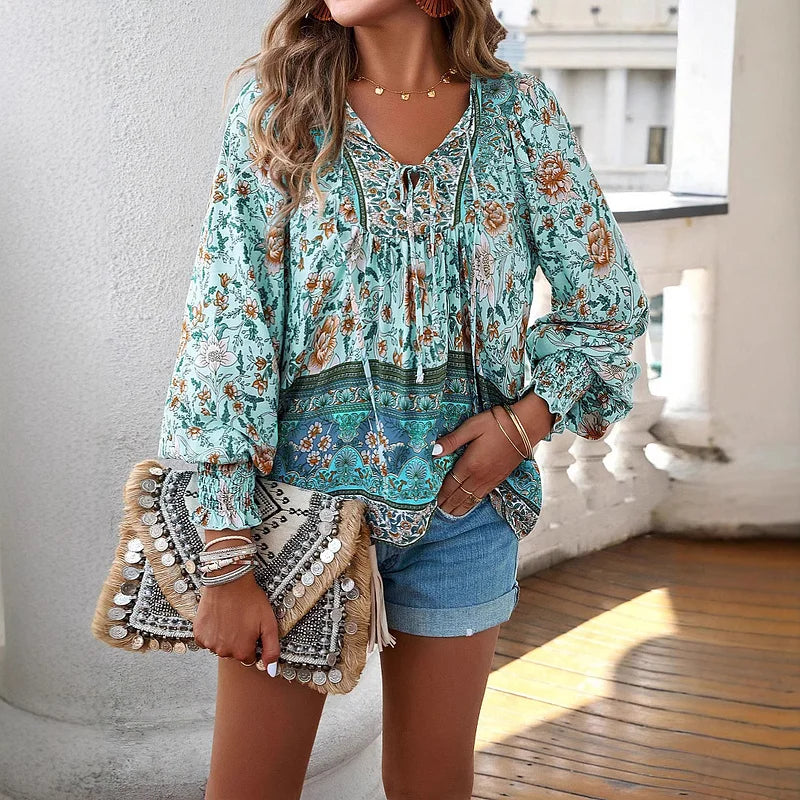 Sallie™ | Top Bohémien Fluide avec Motif Floral