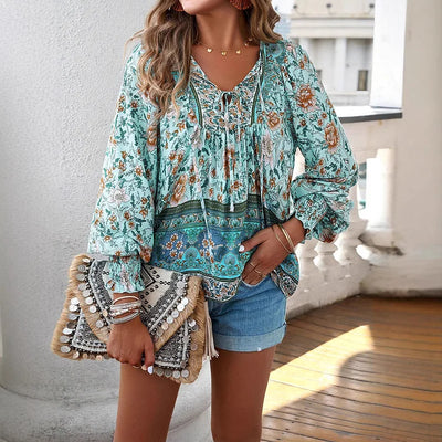 Sallie™ | Top Bohémien Fluide avec Motif Floral