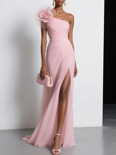 Robe en mousseline de soie à imprimé floral 3D