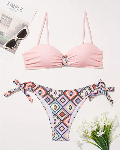 Bikini Deux Pièces Avec Motif Géométrique