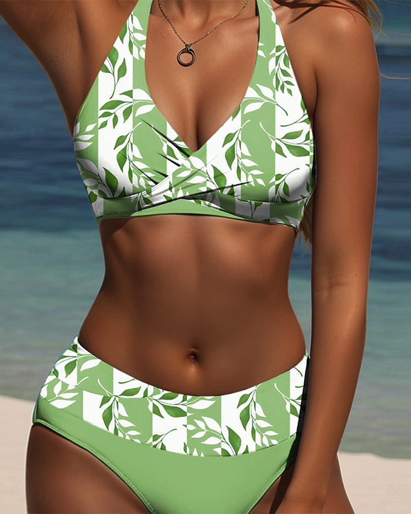 Maillot De Bain Sexy Décolleté En V Soutien-Gorge Imprimé Triangle