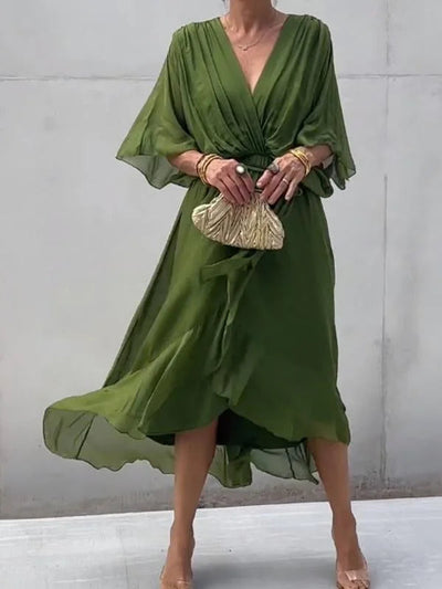 Elisabet | Robe fluide à manches chauve-souris pour femmes