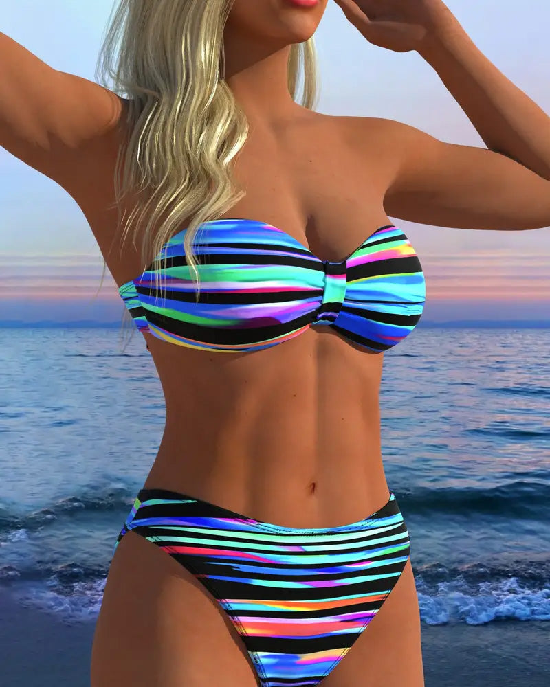 Maillots de Bain Sexy à Rayures Arc-en-Ciel