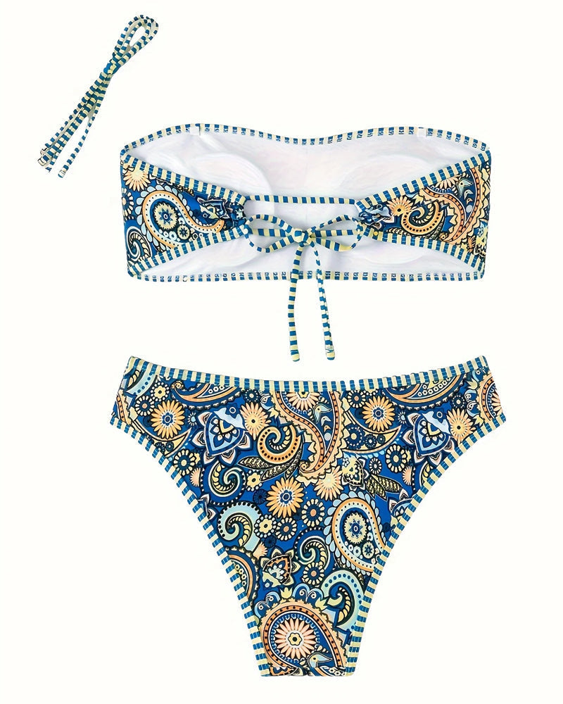 Maillot de Bain Deux Pièces Style Ethnique Imprimé