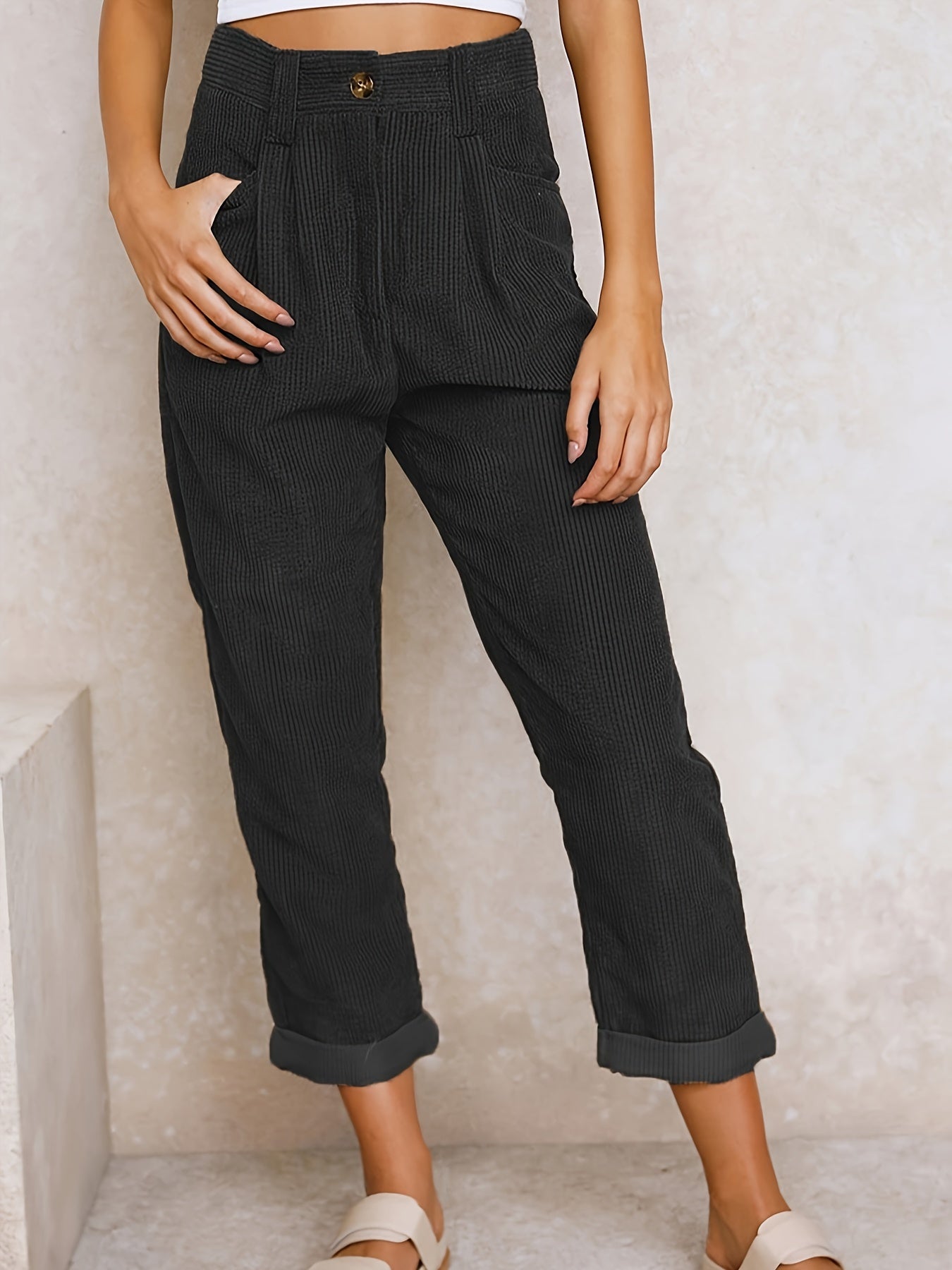 Beatrice | Pantalon Court Femme | Velours Côtelé