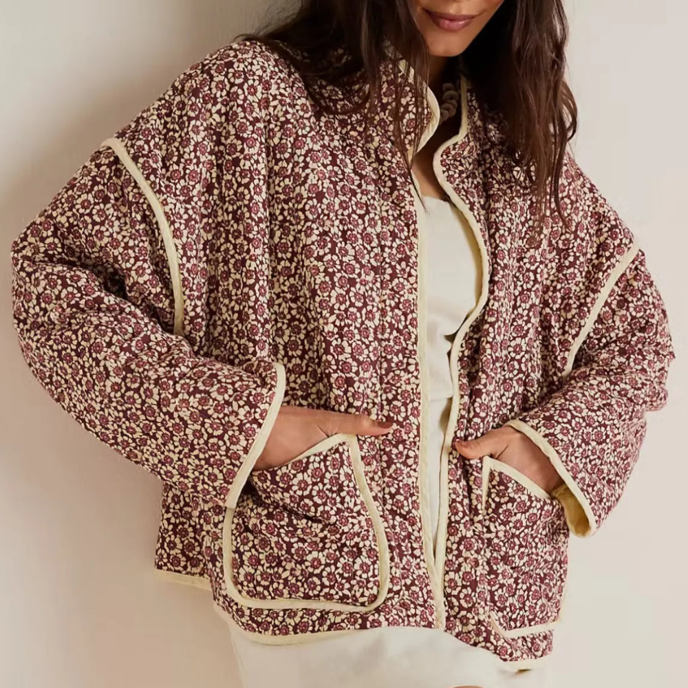 NENE - Veste d'Hiver à Motifs Floraux pour Femmes
