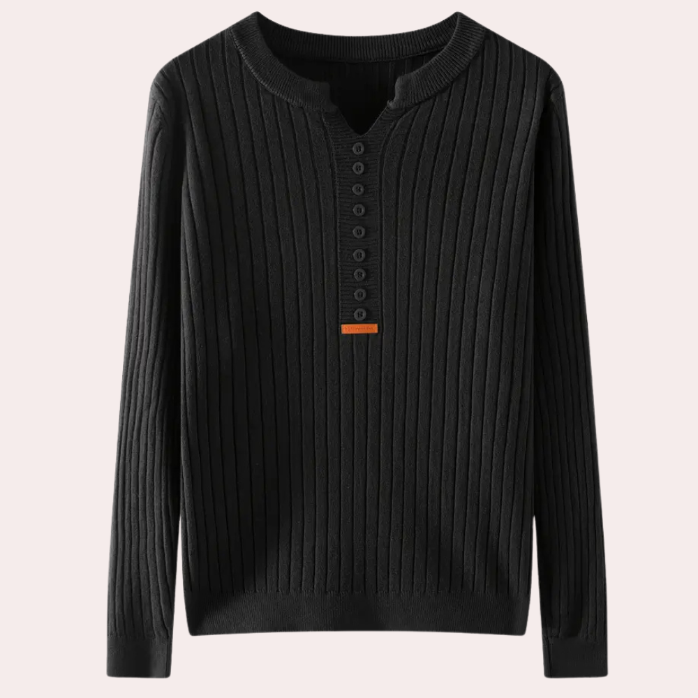 COLLEEN - Pull à Col V avec Détails Boutons pour Femmes