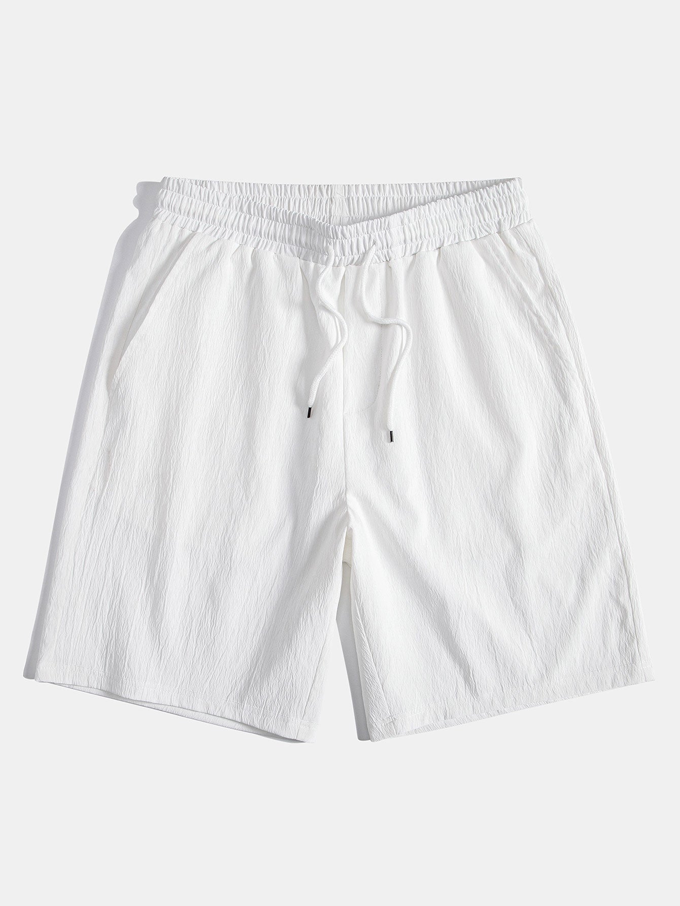 Ensemble Estival : Chemise Jacquard à Rayures Géométriques & Short Froissé à Cordon