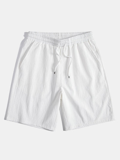 Ensemble Estival : Chemise Jacquard à Rayures Géométriques & Short Froissé à Cordon