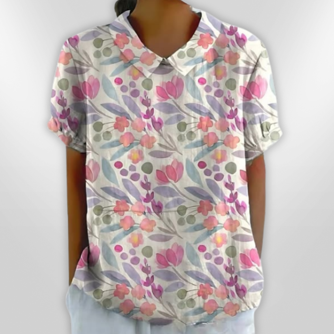 LINA | Blouse en lin à fleurs
