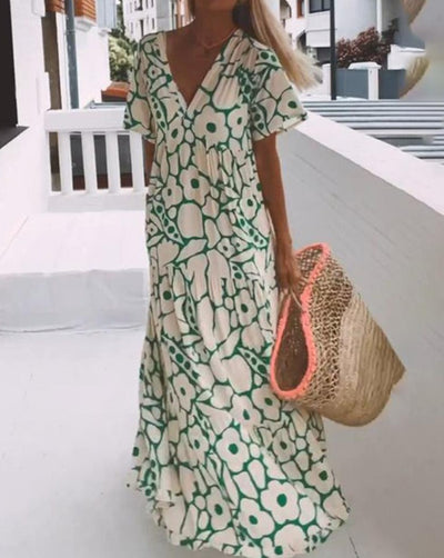 ESTER – Robe Longue à Manches Courtes
