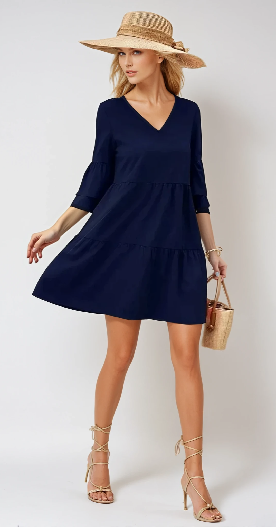 Anna - Mini-Robe Col V Avec Manches Cloches