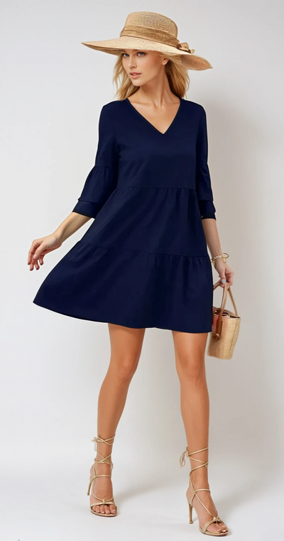 Anna - Mini-Robe Col V Avec Manches Cloches