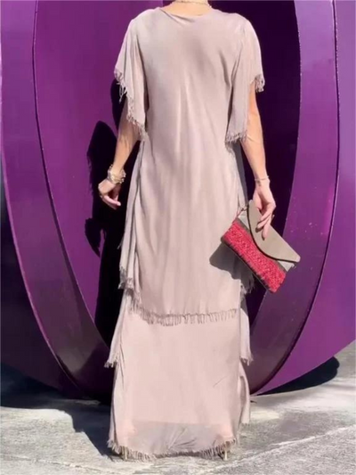 SAVANE | Vestito Lungo Fluido con Scollo a V Elegante