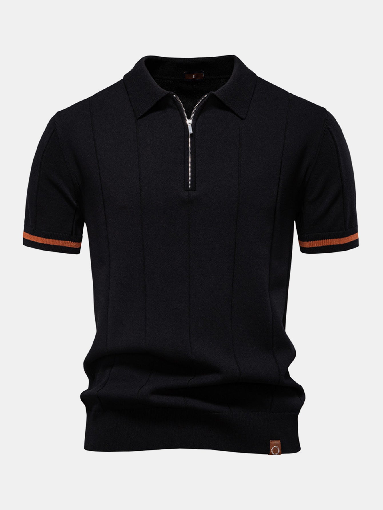 Polo en Maille à Fermeture Éclair avec Liseré Contrastant & Short Chino en Coton