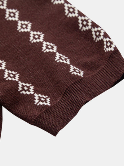 Polo en Maille Géométrique à Col en V & Short Chino en Coton