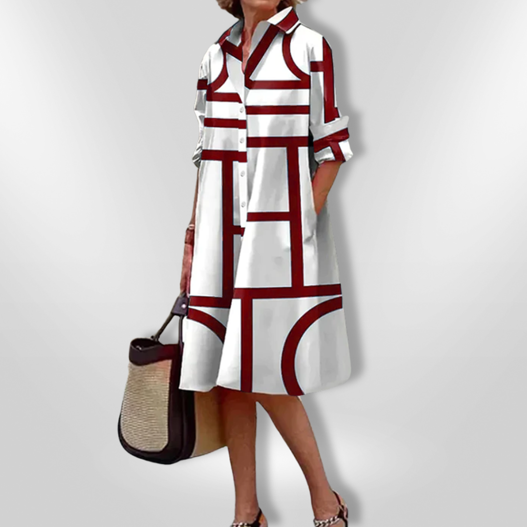 Valérie | Robe Midi avec Motif Géométrique