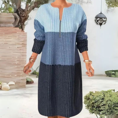 Libella™ | Robe Tricotée Chic en Bloc de Couleurs