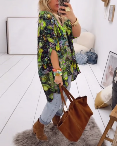 MARLENA - BLOUSE LOOSE À IMPRIMÉ BOHÈME
