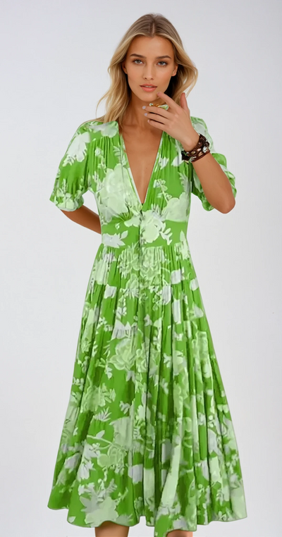 Colette - Charmante Robe À Fleurs En Tissu Léger