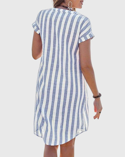LINA™ | Robe-Chemise Rayée