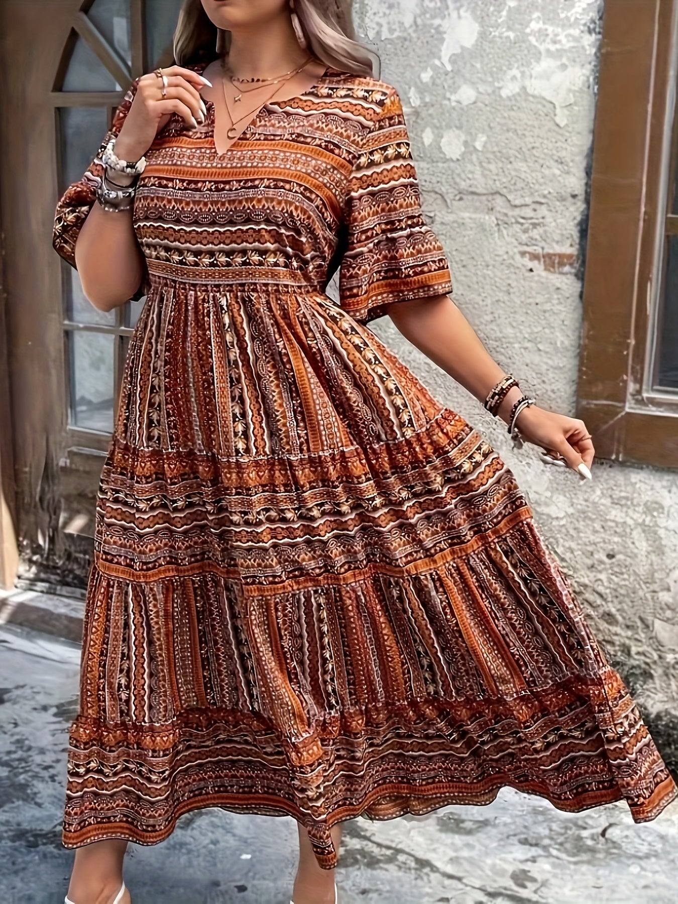 Marina™ | Robe Fluide Imprimé Ethnique Élégante