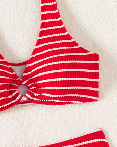 Maillot de bain Sexy Push-Up Rayé Vacances Deux-pièces