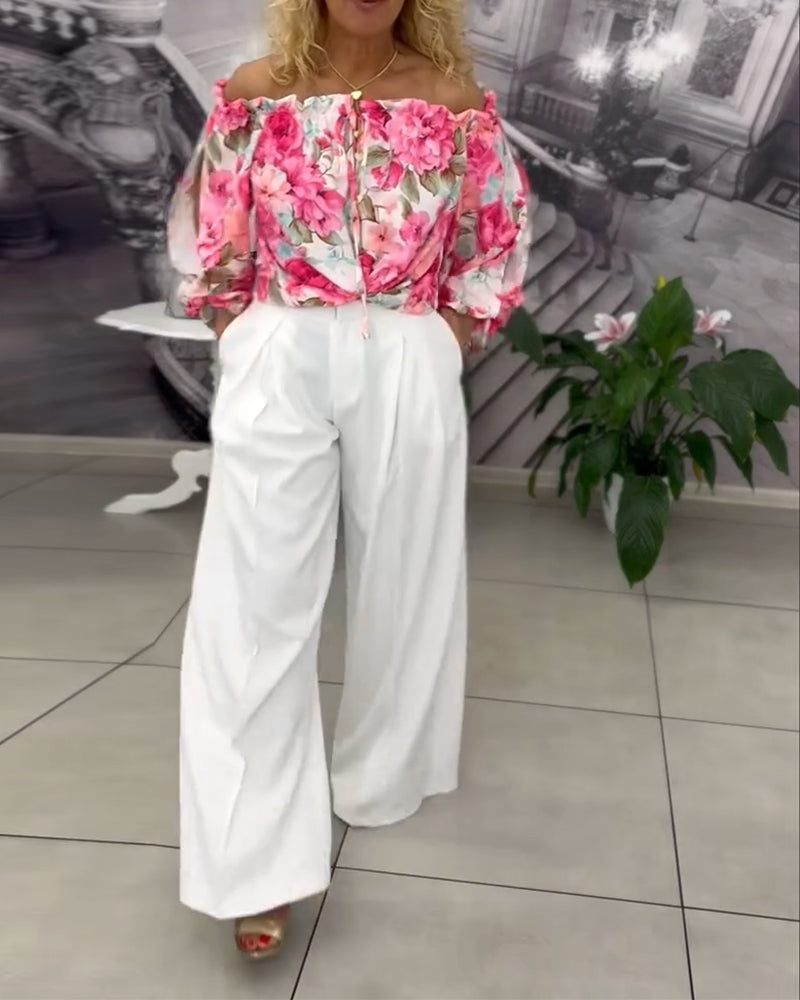 Blouse Sexy Off-Shoulder Imprimée