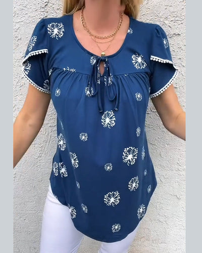 Blouse Manches En Pétales Imprimé Tie-Dye