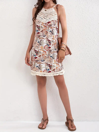 Robe élégante à motifs Paisley et empiècements