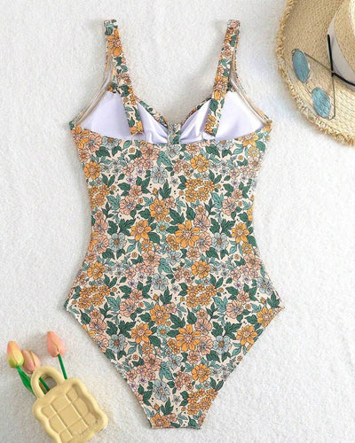 Maillot de bain à imprimé floral triangle