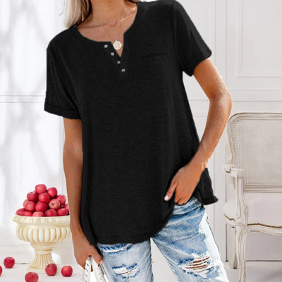 Henley | Top ample - T-shirt décontracté avec boutons