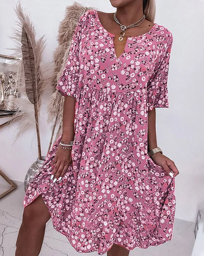 Robe à imprimé floral pour femme - Coupe mi-longue